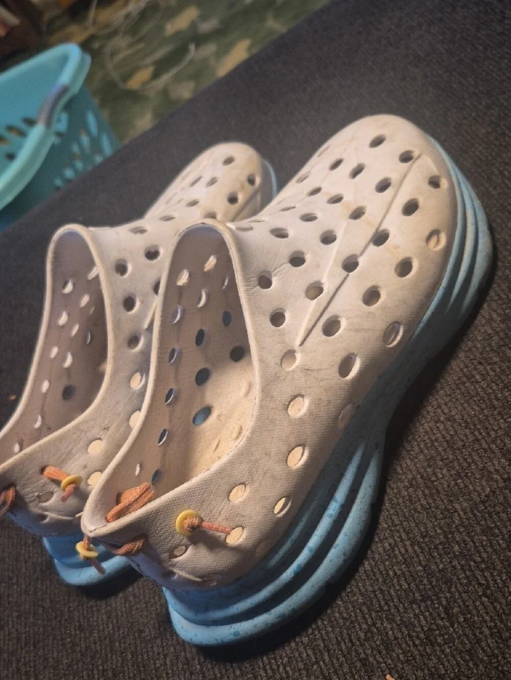 Men's Lightweight Slip-On Sandals in Light Gray and Blue